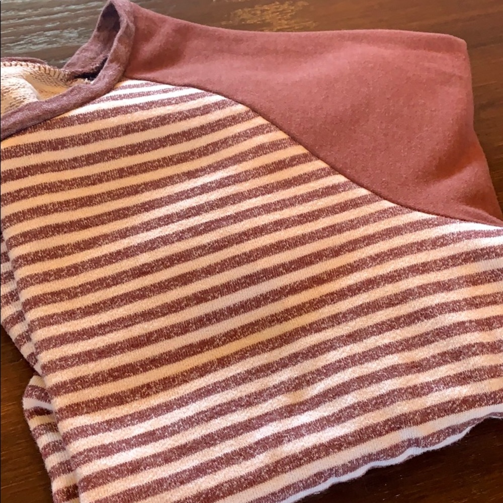 Volcom Striped Sweatshirt.  Burgundy and white